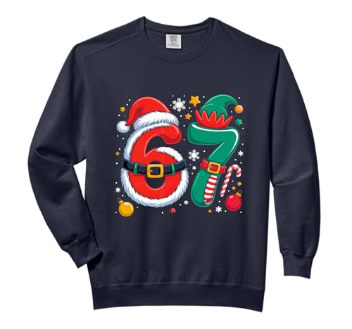 6 7 Christmas Six Seven Meme Pajamas Gen Alpha Slang Comfort Colors Adult Sweatshirt