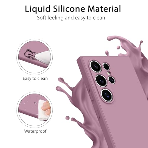 Soft Silicone Cases for Samsung Galaxy S25 Ultra 5G,[Military Grade Drop Protection] [Anti-Scratch Microfiber Lining] Shockproof Slim Cover for Galaxy S25 Ultra (Rose Purple)