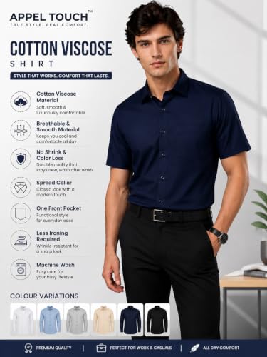 Image of Appel Touch Men's Cotton Blend Formal Shirt Half Sleeves