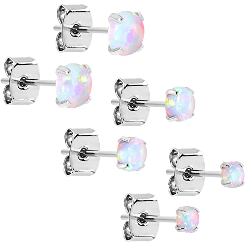 Body Candy Stainless Steel Synthetic Opal Post Stud Earring Pack of 3