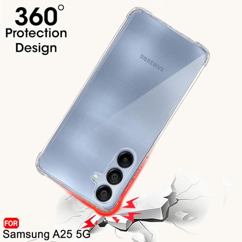 Image of TheGiftKart Crystal Clear Back Cover Case for Samsung Galaxy A25 5G | 360 Degree Protection | Shock Proof Design | Transparent Back Cover Case for Samsung Galaxy A25 5G (PC & TPU, Transparent Bumper)