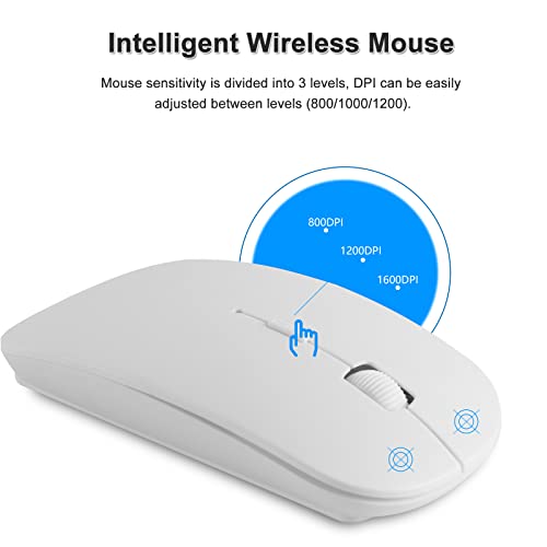 Image of Thanice Wireless 2.4G Keyboard and Mouse Combo, USB Slim Portable Wireless Keyboard Mause, with Quiet Click, Compatible with iMac Mac PC Laptop Computer Smart TV PS4 (Silver)