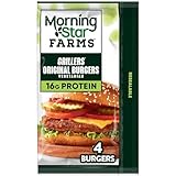 MorningStar Farms Veggie Burgers, Plant Based, Frozen Meal, Grillers Original, 9oz Bag (4 Burgers)