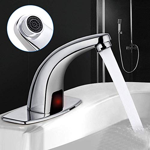 Motion Sensor Tap Automatic Infrared Sensor Faucet Smart Touchless Bathroom Sink Faucet Electronic Motion Activated Hands Free Kitchen Tap Hands Free Vessel Water Tap with Control Box