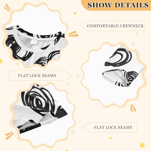 Scribble Circle White Boy's Rash Guard Swim Shirt Long Sleeve Sun Shirt for Toddler Kid UPF50+3