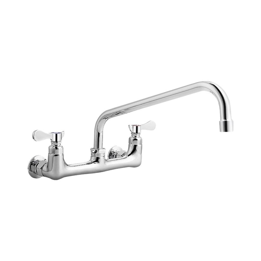 Robinet de cuisine commercial en laiton massif de 20,3 cm pour évier chaud et froid - Argent pour restaurant utilitaire - Amélioration de la maison