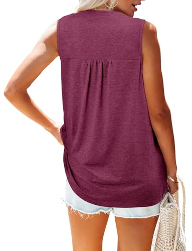 KISSMODA Tank Tops for Women Summer Casual Sleeveless Shirts Dressy Trendy V Neck Tunics Loose Notched Blouses S-3XL