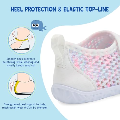 Image of LeIsfIt Toddler Water Shoes Boys Girls Barefoot Aqua Socks Kids Breathable Quick-Dry Swim Shoes for Beach Pool Surf