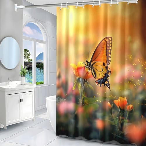 Rideau de douche polyester anti moisissure 200x220cm jaune