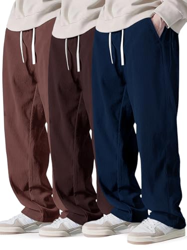 Image of Pinkmint Men's Poly Lycra Ribbed Relaxed Fit Stretchable & Comfortable Trouser | Flexible Elastic Waist with Drawstring Lower for Man