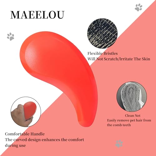 Image of Cat Brush for Shedding - Perfect Grooming Tool for Long-Haired Cats | Deshedding & Hair Remover for Indoor Pets (Orange)