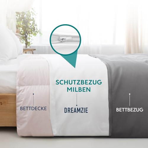 Dreamzie - Milbenbezug Bettdecke 200x200 cm - Allergiker Bettwäsche Encasing - Hausstaubmilben Schutz - Anti Milben Bettbezug mit Reißverschluss - Allergiker Deckenbezug
