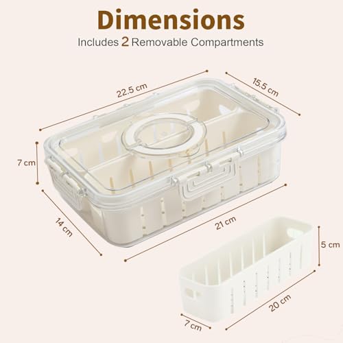 Image of HOKIPO BPA Free Plastic Fridge Storage Containers with 2 Partition & Lid - Crisper Containers for Fresh Vegetables, Fruits & Food | Freezer & Kitchen Organizer Set for Home Use (AR-6103)