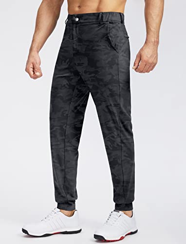 Soothfeel Men's Golf Joggers Pants With 5 Pockets Slim Fit Stretch Sweatpants Running Travel Dress Work Pants For Men(Grey Camo, Xs #TOP1