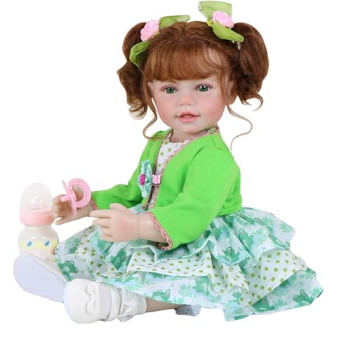 Muñeca Reborn Realista Niña 22 Pulgadas Pelo Rojo Ojos Verdes miniatura 1