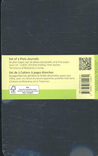 Moleskine Cahier Journal, Soft Cover, Large (5" X 8.25") Plain/Blank, Black, 80 Pages (Set Of 3) #TOP1