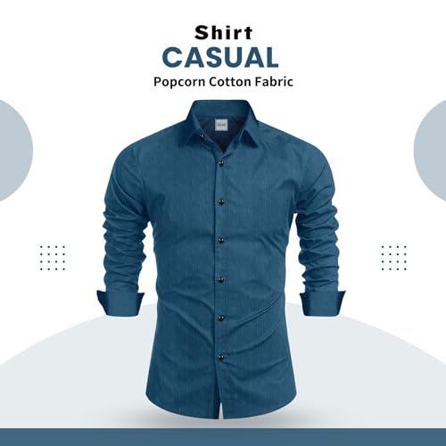 Image of Tailored Fit Men's Embossed Cotton Fabric with Long Sleeves Premium Casual Shirt for Men