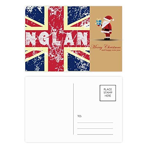 Carte postale drapeau du Royaume-Uni du Père Noël en carton rigide premium pour collectionneurs