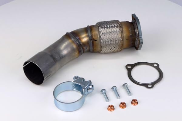 HJS Flexrohr Auspuff Abgasrohr Rohrverbinder:Bandschelle mit Befestigungsmaterial 91 11 1666 Kompatibel mit AUDI A4 Avant 8K5, B8 Q5 8RB A5 Sportback 8TA A4 Limousine 8K2, B8 A5 Coupe 8T3