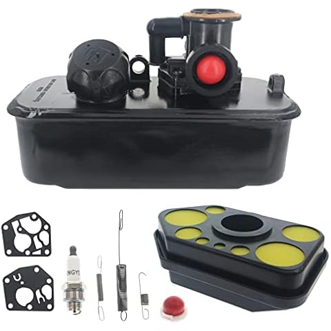 Masnln 494406 498809 498809A Fuel Tank & 795477 Carburetor for 795469 794147 699660 794161 498811 Carb for Most 09J000 09L000 09S000 09T000 Vertical Mower Engines with 5099K Air Filter Upgrade Kit Cover