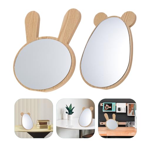 minkissy 2pcs espejo de maquillaje con soporte y led miniatura 7