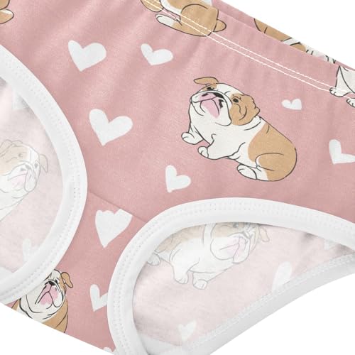 Wusikd Cute Bulldog Girls' Underwear Cotton Pink Hearts Girls Briefs Soft Toddler Underwear 2T4