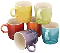 Le Creuset Stoneware Rainbow Espresso Mugs, Set of 6