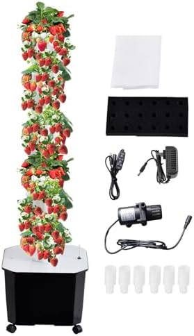 Vertical Hydroponic Garden Tower Kit – 10 Tier 50 Plant Hydroponics System for Indoor/Outdoor Herbs & Vegetables with Large Water Tank & Auto Timer for Lettuce, Tomatoes, & Fruits