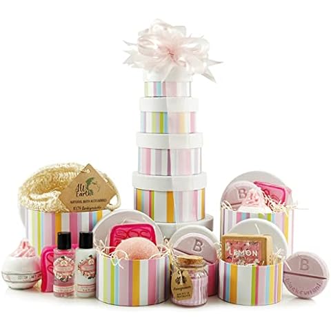 Luxury Pamper Hamper Tower - Luxury Bath & Beauty Gift - Pampering Gift Hamper, Pink Cover