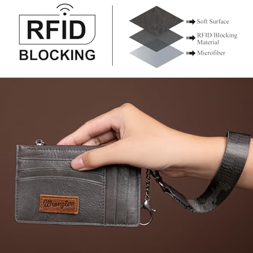 Image of Montana West X Wrangler Card Holder RFID Credit Card Holder for Women Small Card Wallet Keychain Wallet with Wristlet Strap