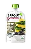 Sprout Organic Baby Food Pouches, Stage 2 Sprout Baby Food, Pear Spinach Prune, 3.5 Ounce (Pack of 6)