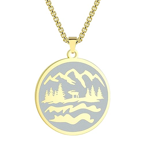 Collier montagne homme médaillon chaîne robuste qui ne noircit pas