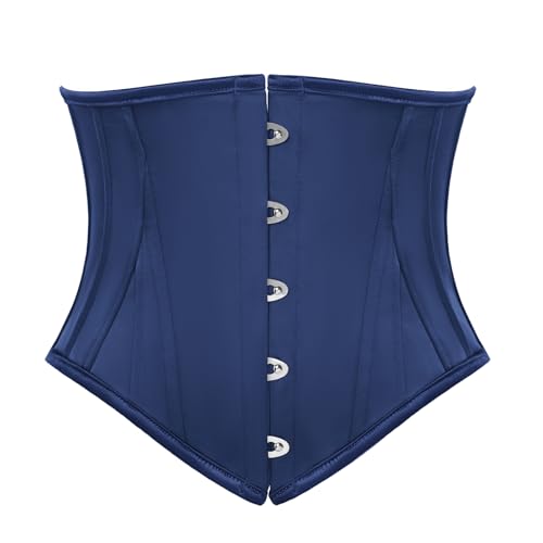 Scarlet Darkness Corset Belt for Women Underbust Satin Waist Training Cincher Corset Navy Blue Size 6