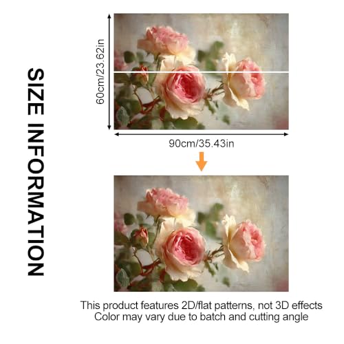 Image of Vintage Pink Rose Kitchen Backsplash Peel and Stick, 35.4x23.6 in