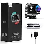 COOAU Action Cam HD 4K 64MP WiFi Con Microfono Esterno Fotocamera Sott'acqua 40M con Telecomando Videocamera Impermeabile 170° Grandangolare Time Lapse/2 Batterie 1200mAh/Accessori