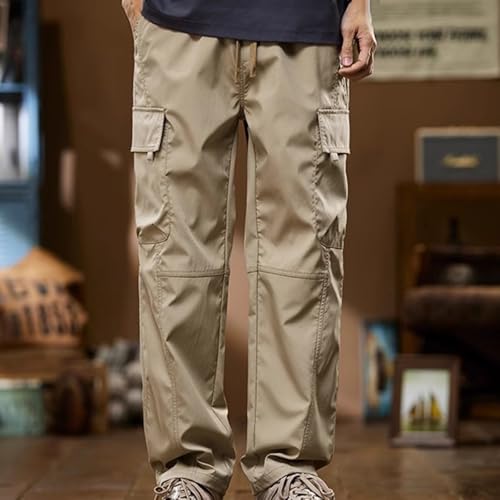 Cargo Pants for Men Big and Tall Baggy Regular Fit Drawstring Straight Leg Trouser Loose Fit Hiking Outdoor Sweatpant4