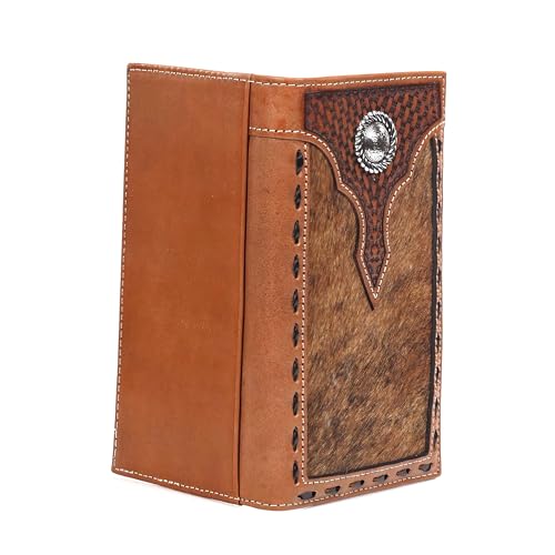 M&F Western Products Products Unisex-Adult A3546402 Basketweave w/Calf Hair Rodeo Wallet N/A Brown2