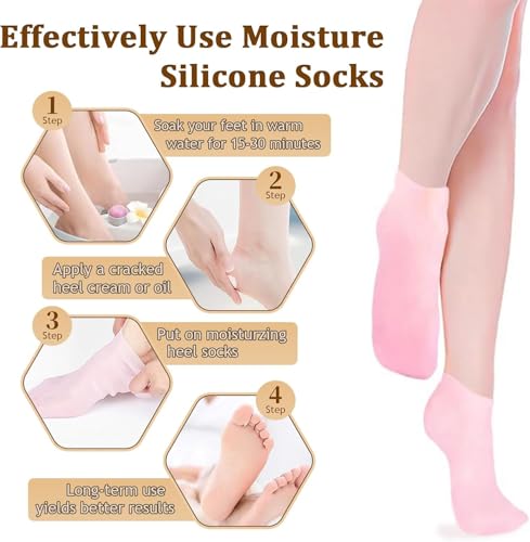 Image of UCRAVO Silicon Heel Socks for Cracked Heels (Pack of 1) | Moisturizing Gel Socks with Vitamin E & Natural Oils | Foot Care Spa Socks for Dry Feet, Heel Pain, Callus Repair Softening| Men & Women