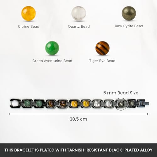 Image of Astrotalk Metal Dhan Yog Bracelet | Attracts Wealth & Financial Prosperity | Pyrite, Citrine, Tiger Eye, Quartz, Hematite & Aventurine Astrology Bracelet for Man & Woman | Gift for Man & Woman
