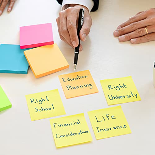 Koogel 12 Pads Sticky Notes, 3X3 Inches Colored Self-Stick Pads, Strong Adhesive Easy To Post For Home, School Office Supplies, Desk Accessories, 85 Sheets/Pad #TOP5