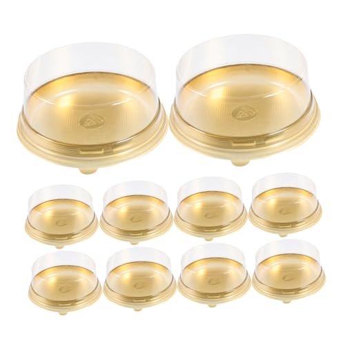 NAMOARLY 10Pcs Transparent Round Cake Display Box Thickened Clear Cake Carrier for Small Birthday Cakes Bakery Packing Box for Desserts and Pastries for Parties and Celebrations