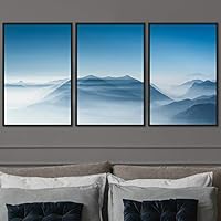 3 Piece Framed Canvas Wall Art Abstract Mountain Top Landscape Canvas Prints Home Artwork Decoration for Living Room,Bedroom - 16