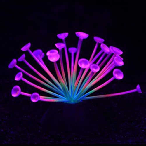 ZtohPyo Glowing Effect Soft Coral Aquarium Fish Tank Decorations Silicone Glow Artificial Ornament...
