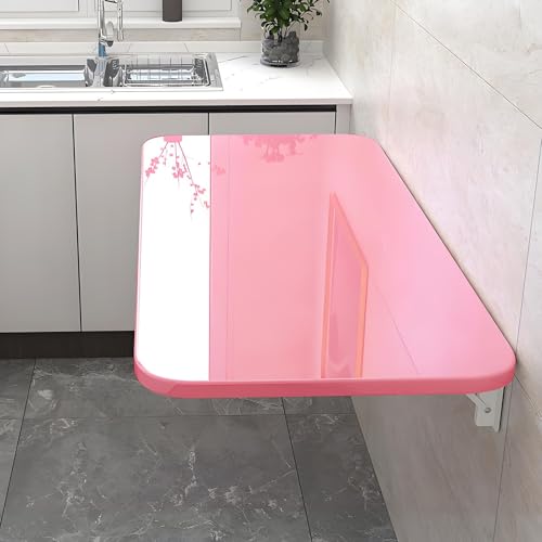 WANGTIAN Escritorio Plegable de Pared, Mesa abatible, Funcional, para apartamento, Estudio y Dormitorio. 40 x 30 cm (15,7 x 11,8 Pulgadas), Blanco (Rosa), 90 x 30 cm (35,4 Pulgadas).