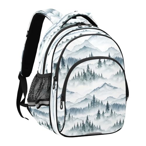Pine Trees Mountain Backpack for School Boys Girls Ages 8-14, Backpack Boys Elementary School2