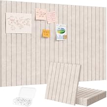 Lifewit Felt Slatted Bulletin Board, 6 Pack Self-Adhesive Panel, 36"x 24" Total Size, Cork Board Alternative, Pin Message Board with 30 Pushpins for Room and Office Decor, Home, Dorm, Oatmeal