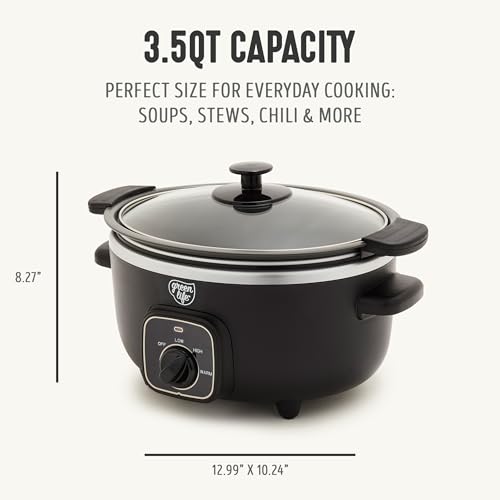 Image of GreenLife 3.5QT Slow Cooker, PFAS-Free Non-Toxic Ceramic Nonstick Removable Interior Bowl, Programmable, Keep Warm, Stovetop & Oven Safe Pot, Dishwasher Safe Crock & Glass Lid, Black