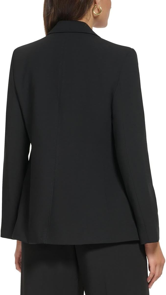 DKNY Womens Petites Notch Collar Suit Separate One-Button Blazer Black 10P
