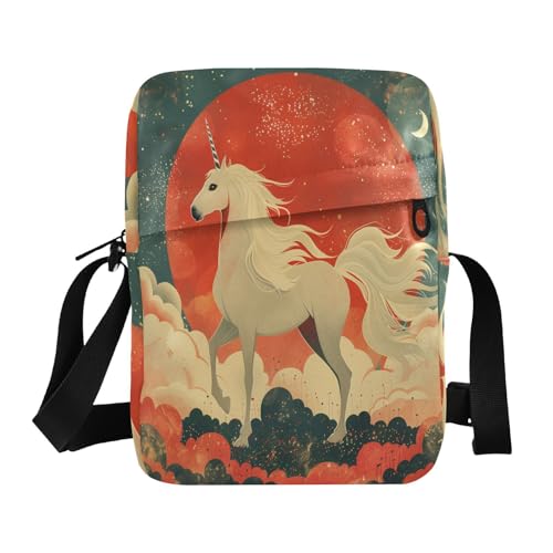 unicorns Ukiyo-e Style messenger bags men's shoulder bag Cross Body Purse Adjustable Strap for Casual business
