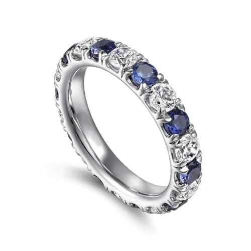 White Gold Plated Blue&White Cubic Zirconia Classic Engagement Rings Wedding Bridal Band Promise Rings Evening Parties Anniversary Valentine's Day Gifts Eternity Bands for Women2